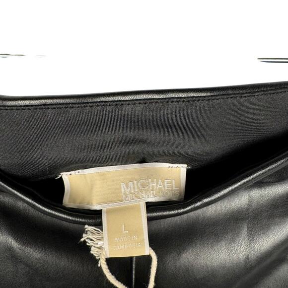 NWT Michael Michael Kors Rocker Edgy Faux Leather Legging Pants Felt Lined Large - Picture 10 of 13